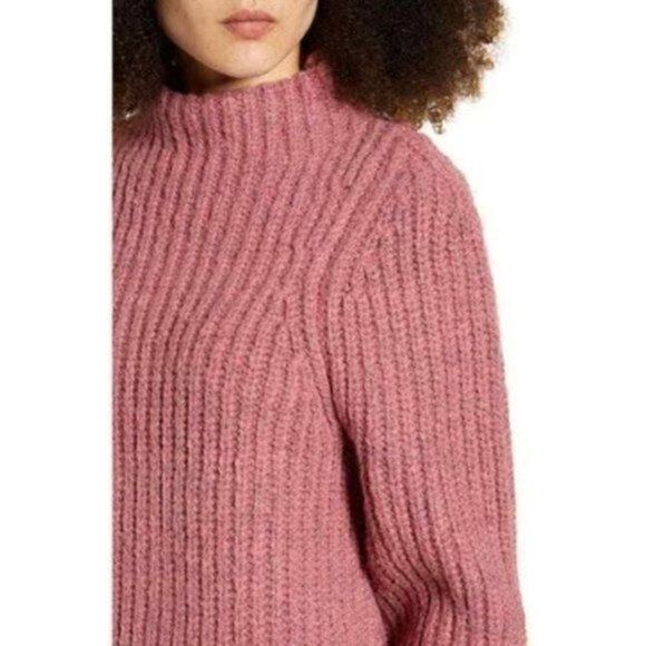 Leith Nordstrom Chunky Ribbed Mock Neck Sweater XS - Picture 2 of 8